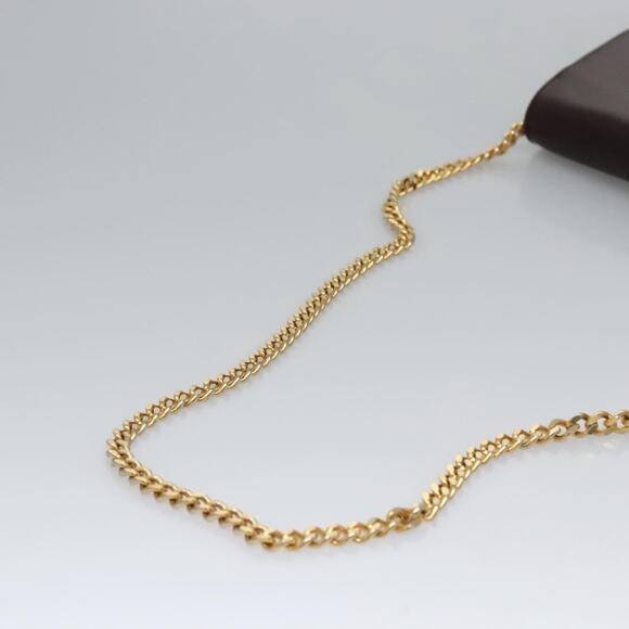 GUCCI Chain Shoulder Bag Leather Brown Gold - Picture 7 of 12